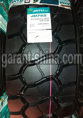 Jinyu JD755 (привод-карьер) 315/80 R22.5 156/153K 20PR - Фото протектора с этикеткой детально